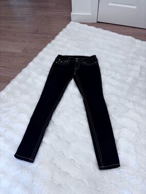 True Religion Black Skinny Jeans with Contrast Stitching